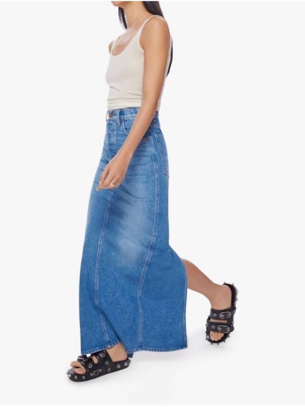 MOTHER SNACKS! The Candy Stick Denim Maxi Skirt